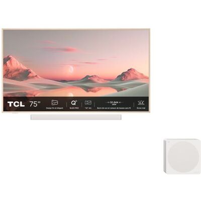 TV Pack TCL QLED Pro 75A300PRO NXTFrame 75" 4K UHD 2024 + 3.1.2ch Soundbar met subwoofer TV Pack TCL QLED Pro 75A300PRO NXTFrame 75" 4K UHD 2024 + 3.1.2ch Soundbar met subwoofer