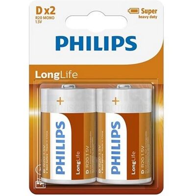 Philips LongLife R20L2B - Batterij 2 x D - Koolstofzink Philips LongLife R20L2B - Batterij 2 x D - Koolstofzink