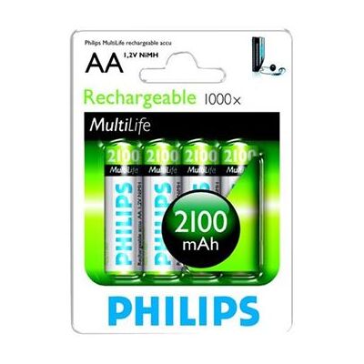Philips Multilife R6B4A210 - Batterij 4 x AA-type - NiMH - (oplaadbaar) - 2100 mAh Philips Multilife R6B4A210 - Batterij 4 x AA-type - NiMH - (oplaadbaar) - 2100 mAh