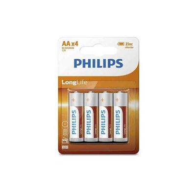 Philips LongLife R6L4B - Batterij 4 x AA-type - Koolstofzink Philips LongLife R6L4B - Batterij 4 x AA-type - Koolstofzink