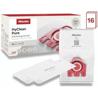 Pak XXL Miele Hyclean Pure FJM stofzuigerzakken 80% gerecycled materiaal Wit en rood Pak XXL Miele Hyclean Pure FJM stofzuigerzakken 80% gerecycled materiaal Wit en rood