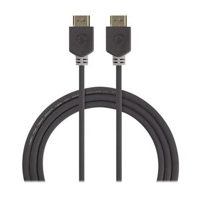 Nedis - HDMI-kabel met ethernet - HDMI male recht naar HDMI male recht - 2 m - antraciet - rond Nedis - HDMI-kabel met ethernet - HDMI male recht naar HDMI male recht - 2 m - antraciet - rond