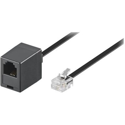 goobay - Verlengkabel voor telefoon - RJ-11 (M) naar RJ-11 (V) - 15 m - vlak - zwart goobay - Verlengkabel voor telefoon - RJ-11 (M) naar RJ-11 (V) - 15 m - vlak - zwart