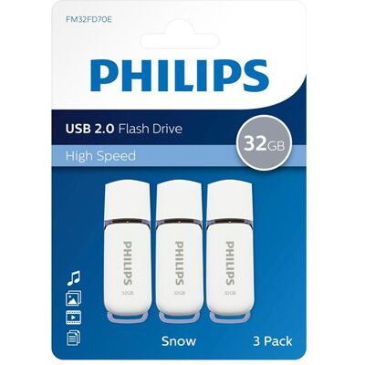 USB Flash Drive Pack Philips FM32FD70E/00 - Snow Edition - 3x 32 GB - Wit en Grijs USB Flash Drive Pack Philips FM32FD70E/00 - Snow Edition - 3x 32 GB - Wit en Grijs