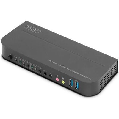 DIGITUS - Schakelaar KVM / video / audio - 2 x KVM port(s) - desktop, wandbevestiging DIGITUS - Schakelaar KVM / video / audio - 2 x KVM port(s) - desktop, wandbevestiging
