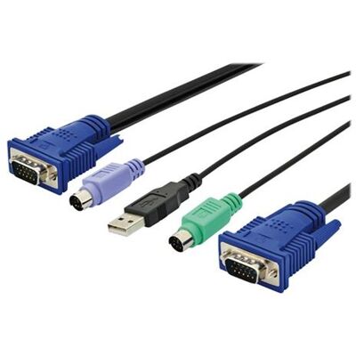 DIGITUS Octopus - Toetsenbord / video / muis (TVM) kabel - HD-15 (VGA) (M) naar USB, PS/2 (M) - 5 m - zwart DIGITUS Octopus - Toetsenbord / video / muis (TVM) kabel - HD-15 (VGA) (M) naar USB, PS/2 (M) - 5 m - zwart