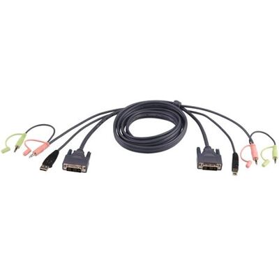 Aten technology ATEN 2L-7D02UI - Video/USB/audiokabel - USB, mini-phone stereo 3.5 mm, DVI-I (M) naar mini-phone stereo 3.5 mm, USB type B, DVI-I (M) - 1.8 m - voor ATEN CS1768 Aten technology ATEN 2L-7D02UI - Video/USB/audiokabel - USB, mini-phone stereo 3.5 mm, DVI-I (M) naar mini-phone stereo 3.5 mm, USB type B, DVI-I (M) - 1.8 m - voor ATEN CS1768
