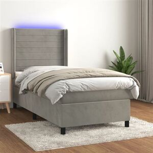 vidaXL Sommier à Lattes de Lit avec Matelas et LED, Lit Rembourré, Lit Simple, Lit Adulte de Chambre à Coucher Intérieur, Moderne, Gris Clair 90x200cm vidaXL Sommier à Lattes de Lit avec Matelas et LED, Lit Rembourré, Lit Simple, Lit Adulte de Chambre à Coucher Intérieur, Moderne, Gris Clair 90x200cm