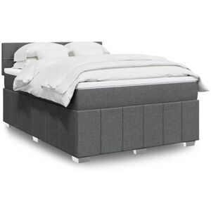 vidaXL Sommier à lattes de lit avec matelas Gris foncé 140x200cm Tissu vidaXL Sommier à lattes de lit avec matelas Gris foncé 140x200cm Tissu