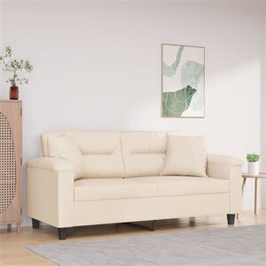 vidaXL Tweezitsbank met kussens 140 cm microvezelstof beige3200976 vidaXL Tweezitsbank met kussens 140 cm microvezelstof beige3200976