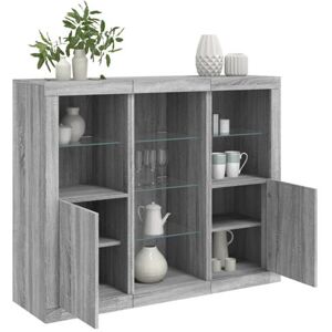 vidaXL Dressoirs met LED-verlichting 3 st bewerkt hout grijs sonoma vidaXL Dressoirs met LED-verlichting 3 st bewerkt hout grijs sonoma