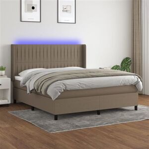 vidaXL Sommier à Lattes de Lit avec Matelas et LED, Lit Rembourré, Lit Double, Lit Adulte de Chambre à Coucher Intérieur, Moderne, Taupe 160x200 cm Tissu vidaXL Sommier à Lattes de Lit avec Matelas et LED, Lit Rembourré, Lit Double, Lit Adulte de Chambre à Coucher Intérieur, Moderne, Taupe 160x200 cm Tissu