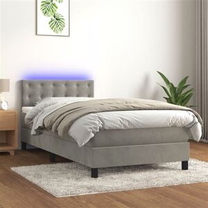 vidaXL Sommier à Lattes de Lit avec Matelas et LED, Lit Rembourré, Lit Simple, Lit Adulte de Chambre à Coucher Intérieur, Moderne, Gris Clair 90x200cm vidaXL Sommier à Lattes de Lit avec Matelas et LED, Lit Rembourré, Lit Simple, Lit Adulte de Chambre à Coucher Intérieur, Moderne, Gris Clair 90x200cm