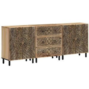 vidaXL Armoires Latérales 3 pcs, Buffets avec Portes et Tiroirs, Meubles de Rangement Salon Chambre à Coucher, Rétro, Bois Massif de Manguier vidaXL Armoires Latérales 3 pcs, Buffets avec Portes et Tiroirs, Meubles de Rangement Salon Chambre à Coucher, Rétro, Bois Massif de Manguier