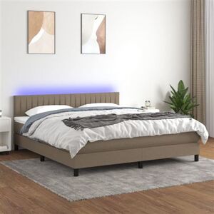 vidaXL Sommier à Lattes de Lit avec Matelas et LED, Lit Rembourré, Lit Double, Lit Adulte de Chambre à Coucher Intérieur, Moderne, Taupe 160x200 cm Tissu vidaXL Sommier à Lattes de Lit avec Matelas et LED, Lit Rembourré, Lit Double, Lit Adulte de Chambre à Coucher Intérieur, Moderne, Taupe 160x200 cm Tissu