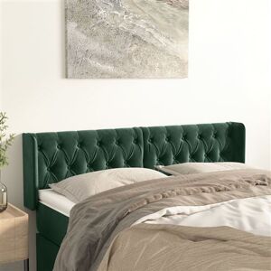 vidaXL Tête de Lit avec Oreilles Meuble de Chambre à Coucher Accessoire de Lit Double Tête de Cadre de Lit Vert Foncé 147x16x78/88 cm Velours vidaXL Tête de Lit avec Oreilles Meuble de Chambre à Coucher Accessoire de Lit Double Tête de Cadre de Lit Vert Foncé 147x16x78/88 cm Velours