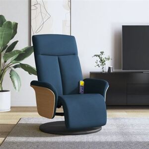 vidaXL Massagestoel verstelbaar met voetensteun stof blauw356540 vidaXL Massagestoel verstelbaar met voetensteun stof blauw356540