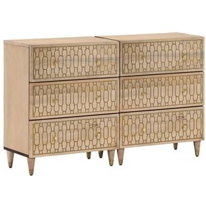 vidaXL Armoires latérales 2 pcs 60x33x75 cm bois massif de manguier, armoire, armoire de rangement, armoire console, placard, buffet de salon vidaXL Armoires latérales 2 pcs 60x33x75 cm bois massif de manguier, armoire, armoire de rangement, armoire console, placard, buffet de salon