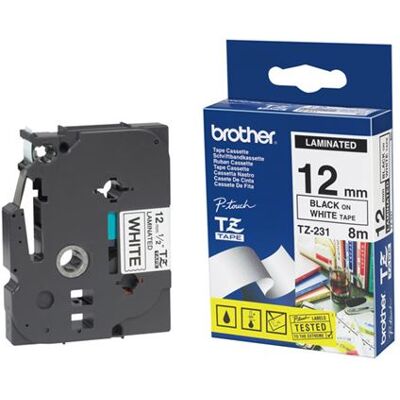 Brother TZ231 - Zwart op wit - Rol (1,2 cm x 8 m) 1 cassette(s) gelamineerde tape - voor P-Touch PT-1080, 1090, 1230, 1290, 18, 2030, 2430, 2730, 3600, 7100, 9700, 9800, PT-GL-200 Brother TZ231 - Zwart op wit - Rol (1,2 cm x 8 m) 1 cassette(s) gelamineerde tape - voor P-Touch PT-1080, 1090, 1230, 1290, 18, 2030, 2430, 2730, 3600, 7100, 9700, 9800, PT-GL-200