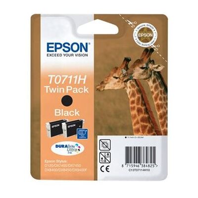 Epson T0711 Twin Pack - 2 - hoge capaciteit - zwart - origineel - blister met akoestisch alarm - inktcartridge - voor Stylus SX210, SX410, SX510, SX515, SX600, SX610; Stylus Office B1100, BX310, BX600, BX610 Epson T0711 Twin Pack - 2 - hoge capaciteit - zwart - origineel - blister met akoestisch alarm - inktcartridge - voor Stylus SX210, SX410, SX510, SX515, SX600, SX610; Stylus Office B1100, BX310, BX600, BX610