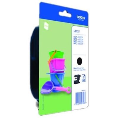 Brother LC221BK - Zwart - origineel - blister - inktcartridge - voor Brother DCP-J562DW Brother LC221BK - Zwart - origineel - blister - inktcartridge - voor Brother DCP-J562DW