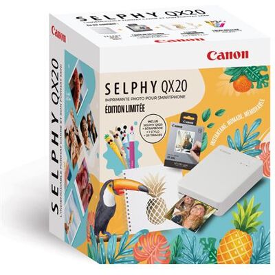 Canon Kit Summer Fotoprinter Selphy QX20 Wit + 1 notitieboekje en 20 afdrukken inbegrepen 2026 Canon Kit Summer Fotoprinter Selphy QX20 Wit + 1 notitieboekje en 20 afdrukken inbegrepen 2026