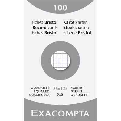Exacompta ETUI 100 STEEKKAARTEN WIT 75/125 GERUIT 5X5 Exacompta ETUI 100 STEEKKAARTEN WIT 75/125 GERUIT 5X5