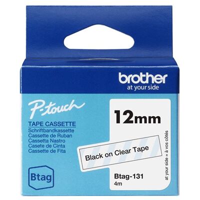 Brother BTAG-131 - Zwart op doorschijnend - Rol (1,2 cm x 4 m) 1 cassette(s) hangdoos - etikettape Brother BTAG-131 - Zwart op doorschijnend - Rol (1,2 cm x 4 m) 1 cassette(s) hangdoos - etikettape