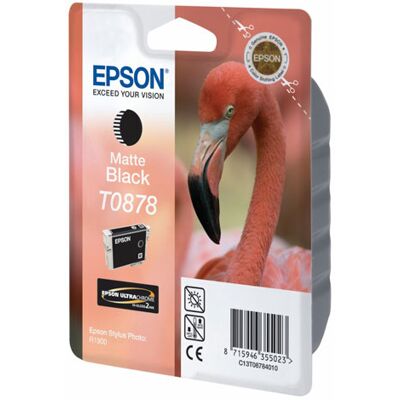 Epson T0878 - 11.4 ml - matzwart - origineel - blisterverpakking met RF / akoestisch alarm - inktcartridge - voor Stylus Photo R1900 Epson T0878 - 11.4 ml - matzwart - origineel - blisterverpakking met RF / akoestisch alarm - inktcartridge - voor Stylus Photo R1900