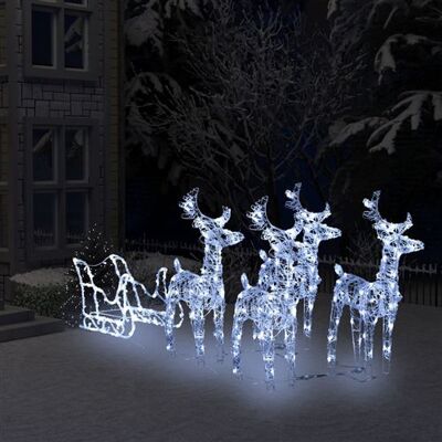 vidaXL Kerstdecoratie rendieren en slee 280x28x55 cm acryl289980 vidaXL Kerstdecoratie rendieren en slee 280x28x55 cm acryl289980
