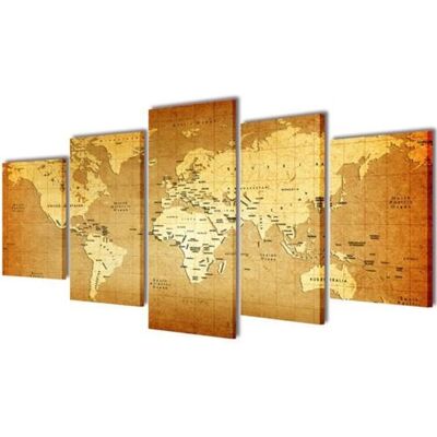 VIDAXL Set de toiles murales imprimées Carte du monde 200 x 100 cm VIDAXL Set de toiles murales imprimées Carte du monde 200 x 100 cm