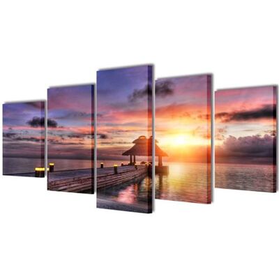 VIDAXL Set de toiles murales imprimées Plage avec pavillon 200 x 100 cm VIDAXL Set de toiles murales imprimées Plage avec pavillon 200 x 100 cm
