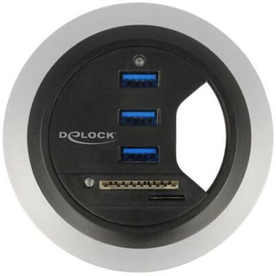 Delock In-Desk Hub 3 Port USB 3.0 + 2 Slot SD Card Reader - Hub - 3 x SuperSpeed USB 3.0 - desktop Delock In-Desk Hub 3 Port USB 3.0 + 2 Slot SD Card Reader - Hub - 3 x SuperSpeed USB 3.0 - desktop