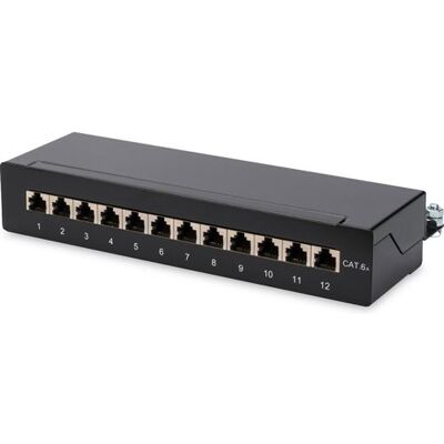 DIGITUS DN-91612SD-EA - Patchpaneel - CAT 6a - RJ-45 X 12 - zwart - 1U DIGITUS DN-91612SD-EA - Patchpaneel - CAT 6a - RJ-45 X 12 - zwart - 1U