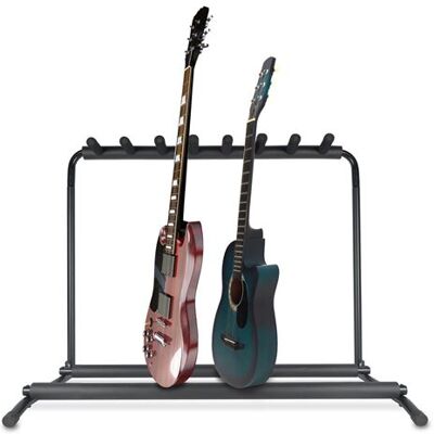 Pyle - Support Guitare - Porte 7 Guitares - Pliable avec Rembourrage en Mousse - Noir Pyle - Support Guitare - Porte 7 Guitares - Pliable avec Rembourrage en Mousse - Noir