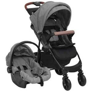 vidaXL Poussette pour Bébé 3-en-1 Landau Pliable pour Tout-petit Enfants orte-bébé Siège Auto pour Bébé Poussette de Voyage Gris Clair Acier vidaXL Poussette pour Bébé 3-en-1 Landau Pliable pour Tout-petit Enfants orte-bébé Siège Auto pour Bébé Poussette de Voyage Gris Clair Acier