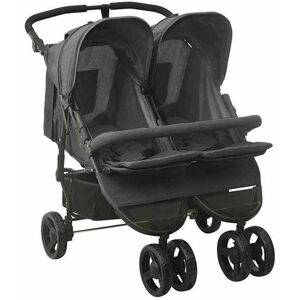 vidaXL Poussette à Deux Places Landau Double Pliable Bébé Enfants Voyage Parc Extérieur Promenade Repose-pied Réglable Anthracite Acier vidaXL Poussette à Deux Places Landau Double Pliable Bébé Enfants Voyage Parc Extérieur Promenade Repose-pied Réglable Anthracite Acier