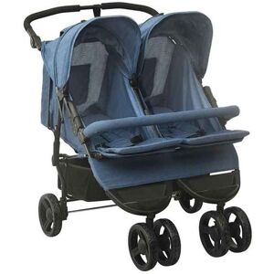 vidaXL Tweelingkinderwagen staal marineblauw vidaXL Tweelingkinderwagen staal marineblauw
