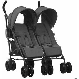 vidaXL Poussette à Deux Places Landau Double Pliable Bébé Enfants Voyage Parc Extérieur Promenade Repose-pied Réglable Anthracite Acier vidaXL Poussette à Deux Places Landau Double Pliable Bébé Enfants Voyage Parc Extérieur Promenade Repose-pied Réglable Anthracite Acier