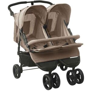 vidaXL Poussette à Deux Places Landau Double Pliable Bébé Enfants Voyage Parc Extérieur Promenade Repose-pied Réglable Taupe Acier vidaXL Poussette à Deux Places Landau Double Pliable Bébé Enfants Voyage Parc Extérieur Promenade Repose-pied Réglable Taupe Acier