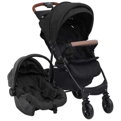 vidaXL Poussette pour Bébé 3-en-1 Landau Pliable pour Tout-petit Enfants orte-bébé Siège Auto pour Bébé Poussette de Voyage Anthracite Acier vidaXL Poussette pour Bébé 3-en-1 Landau Pliable pour Tout-petit Enfants orte-bébé Siège Auto pour Bébé Poussette de Voyage Anthracite Acier