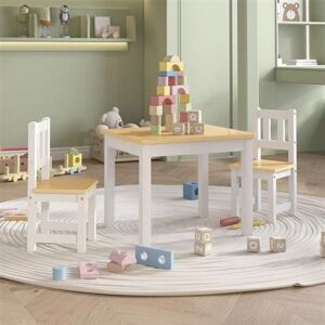 vidaXL Ensemble de Table et Chaises pour Enfants 3 pcs Mobilier Esemble de Meubles Salon Chambre à Coucher Maison Intérieur Blanc et Beige MDF vidaXL Ensemble de Table et Chaises pour Enfants 3 pcs Mobilier Esemble de Meubles Salon Chambre à Coucher Maison Intérieur Blanc et Beige MDF