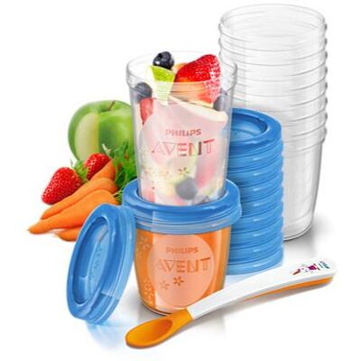 Maaltijdbewaarpakket Philips Avent 180ml x10 en 240ml x10 + 1 lepel Maaltijdbewaarpakket Philips Avent 180ml x10 en 240ml x10 + 1 lepel