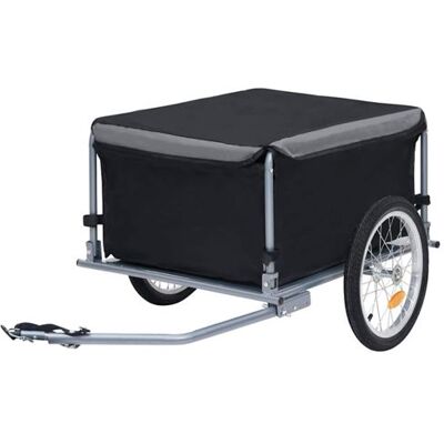 vidaXL Fietstrailer 65 kg zwart en grijs vidaXL Fietstrailer 65 kg zwart en grijs