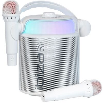 Ibiza Draagbare karaoke speler Karahome met 2 microfoons Wit Ibiza Draagbare karaoke speler Karahome met 2 microfoons Wit
