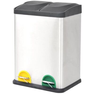 vidaXL Pedaalemmer voor recycling 2x18 L roestvrij staal vidaXL Pedaalemmer voor recycling 2x18 L roestvrij staal