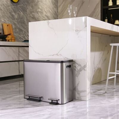 EKO EcoCasa Pedaalemmer 3x15 L Matzilver Afvalcontainer Afval EKO EcoCasa Pedaalemmer 3x15 L Matzilver Afvalcontainer Afval