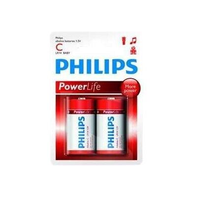 Philips Set van 2 batterijen Power Alkaline C LR14 Philips Set van 2 batterijen Power Alkaline C LR14