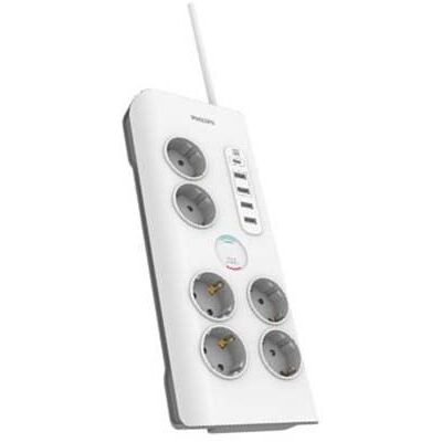 Philips Overspanningsbeveiliging 6 Stopcontacten Met 4 Usb Type-a En 1 Usb Type-c 2 M Wit Philips Overspanningsbeveiliging 6 Stopcontacten Met 4 Usb Type-a En 1 Usb Type-c 2 M Wit