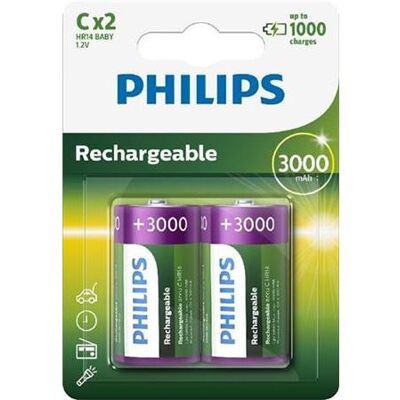 Philips Set Met 2 Herlaadbare C Lr14 3000 Mah Batterijen Philips Set Met 2 Herlaadbare C Lr14 3000 Mah Batterijen